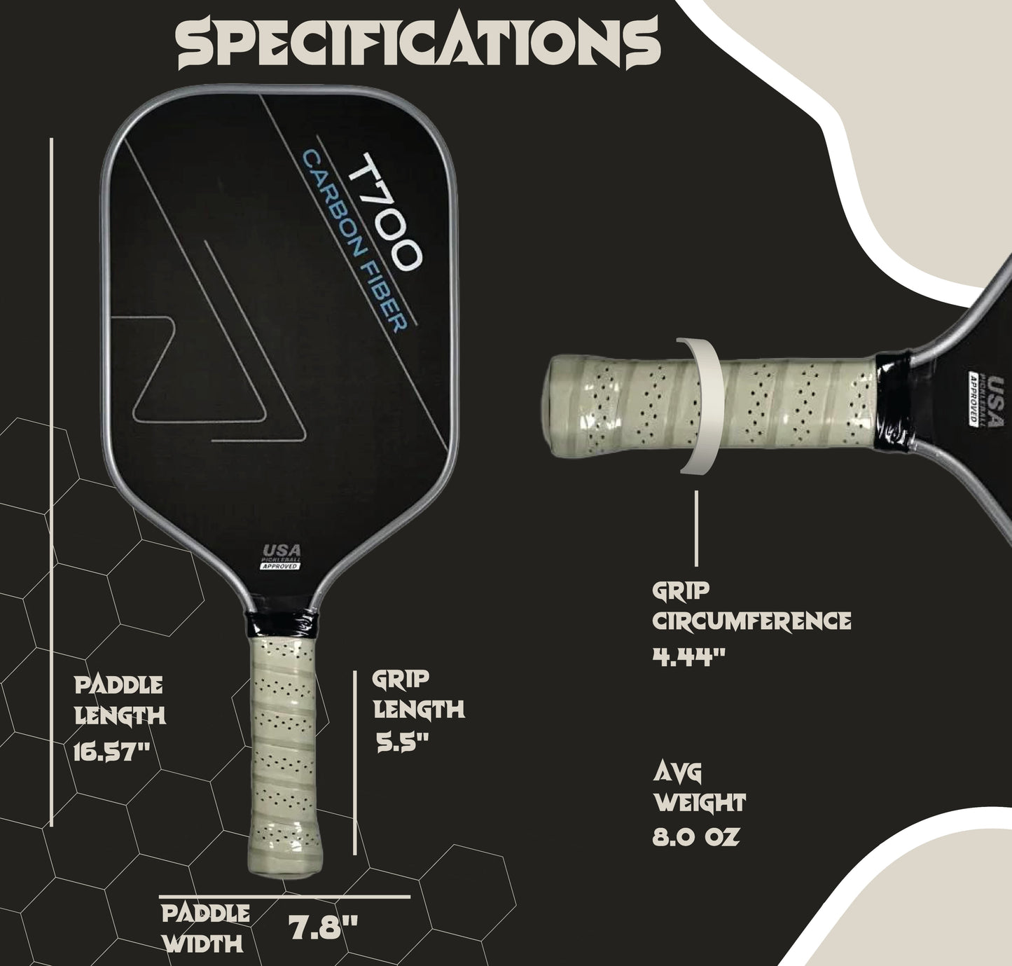 T700 Raw Carbon Fiber Pickleball Paddle